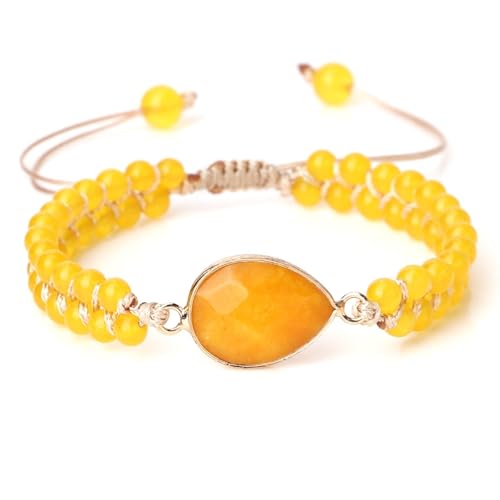 Bracelets de perles de 4 mm en cristal et pierres naturelles jaunes rondes élastique 17cm