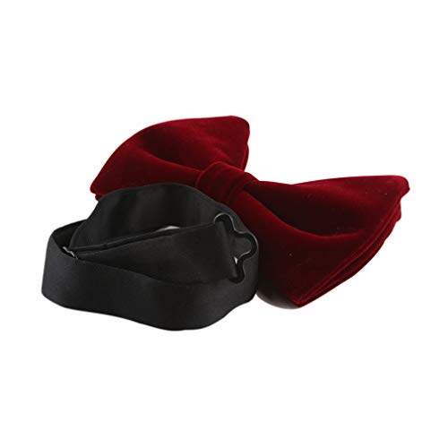 Image of Mens Oversized Velvet Bow Tie Solid Color Formal Tuxedo Pre-Tied Big Bowtie