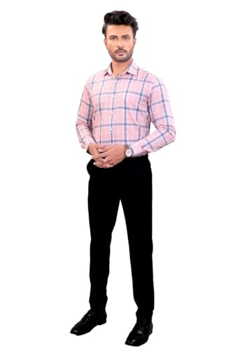 Image of 100% Cotton Slim Fit Light Pink Premium Full Sleeves Shirt for Men