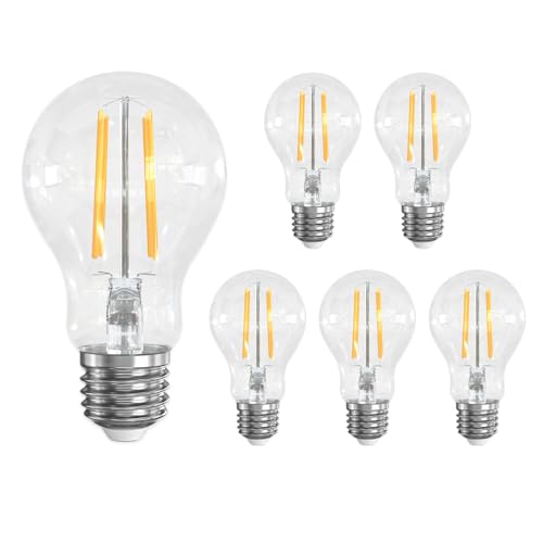 LUTW E27 Vintage Light Bulbs, 6W E27 Edison Screw Bulb Warm White 2700K, 60W Equivalent, LED Bulb Non-dimmable