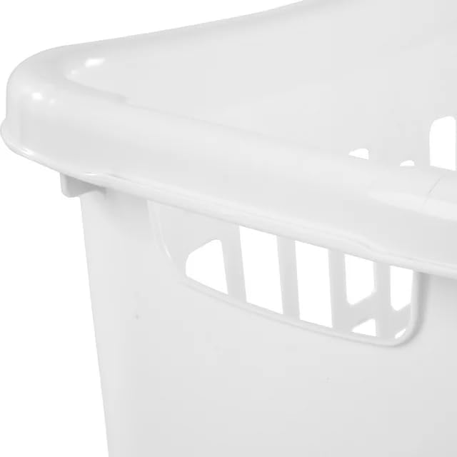 2.5 Bushel Laundry Hamper - Extra Large White Plastic Basket with Reinforced Handles