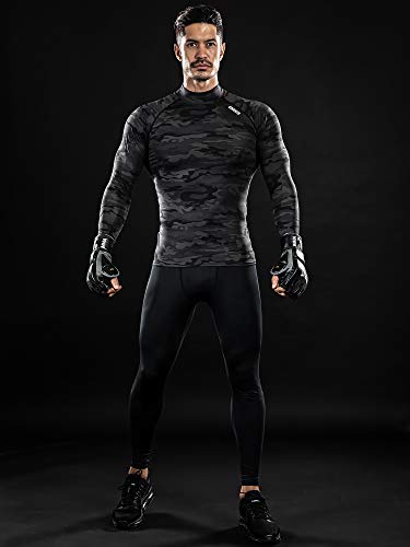 DRSKIN Men's Long Sleeve Compression Shirts Top Sports Workout Running Athletic Base Layer Dry Thermal Winter (SMBB34, L)