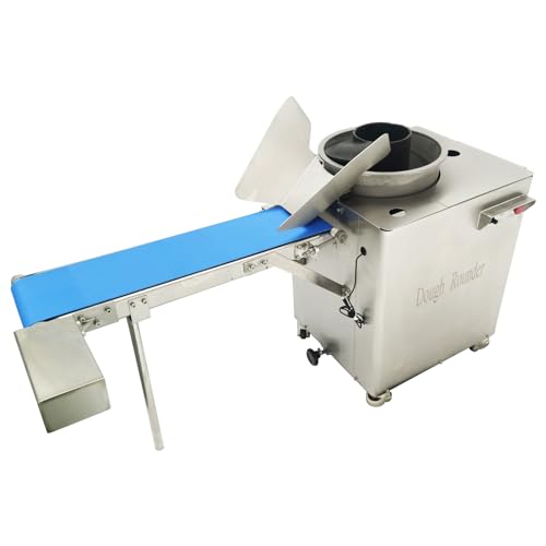 BANFLUXION 110V 420W 20-300g Electric Vertical Dough Rounder Stainless Steel Bread Dough Rolling Machine with Conveyor Belt