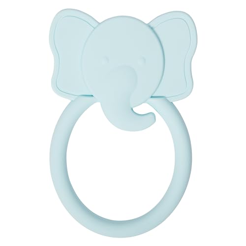 Image of C.R. Gibson 100% Food Grade Silicone Elephant Baby Teether for Infants, 2.75 inch x 4.25 inch, Multicolor | 100% food-grade, Easy-grip ring, Raised texture, Lightweight, Supports sensory exploration
