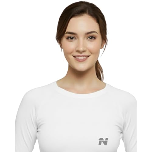 Image of NINQ Women's Athletic Compression Wear - Full Sleeve Workout & Training T-Shirt Designed for Gym, Running, Yoga, and Sports. Breathable, Stretchable