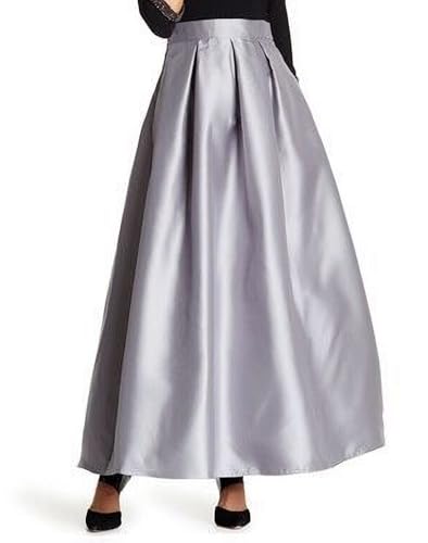 Silver Gray Taffeta Long Maxi Skirt for Women – High Waist Formal Wedding, Bridesmaid, Prom & Christmas Party Skirt with Pocket2