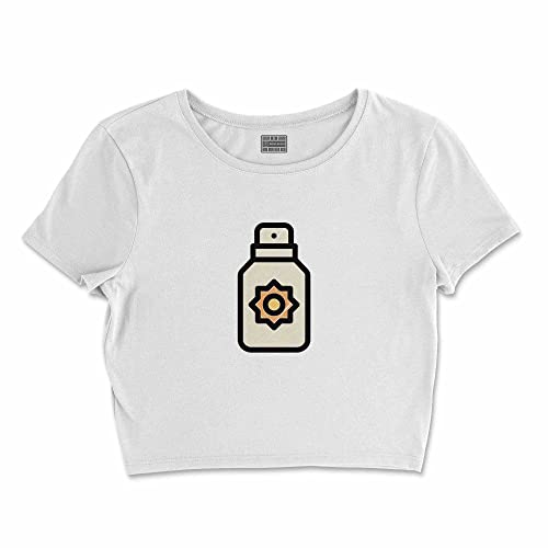 T-Shirt Blanc Coupe Courte Femme L ajusté pour taille haute