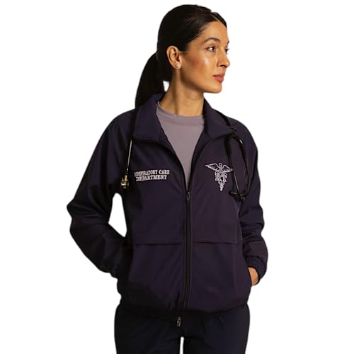Respiratory Therapist Zip-Up Jacket, 300 GSM Performance Fabric, Unisex, Navy, Large