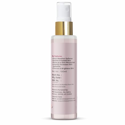 Image of 100% Pure Kannauj Rose Water with Glycerine Hydrating Face Mist - Radiant & Glowing Skin - Made with 40KG of Steam-Distilled Kannauj Roses - 100 ML