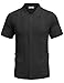 COOFANDY Men's Knit Shirt Short Sleeve Button Down Vintage Polo Shirts Casual Summer Beach Shirts Black