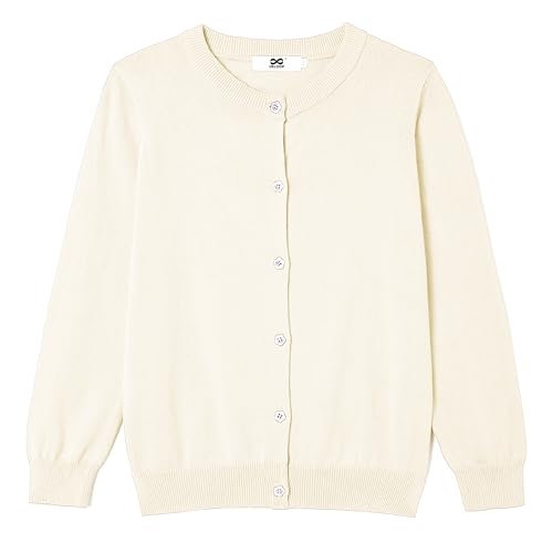 Image of Girls' Cardigan Sweater [Cute Petal Buttons] Cotton Long Sleeve Crewneck Uniform Sweater for 5-14 Years Girls