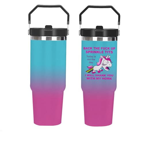Dimyze Back the Fuck Up Sprinkle Tits, Funny Unicorn Tumbler Coffee Tumbler 30 oz Tumbler with Lid and Straw Insulated Tumbler Stainless Steel Tumblers