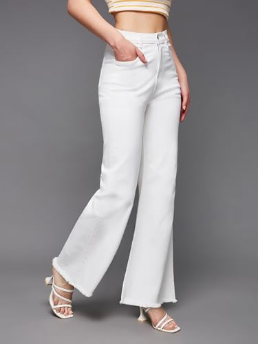 Image of Miss Chase Women's Wide-Leg High-Rise Regular-Length Stretchable Shaping Denim Jeans