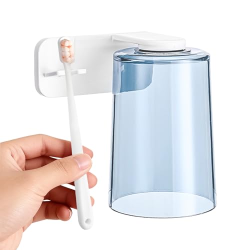 Sghtil Vaso para baño, sin taladrar, soporte para cepillo de dientes, taza magnética para enjuague bucal y soporte de pared, para baño, ducha, inodoro, hogar, apartamento, dormitorio, oficina, hotel
