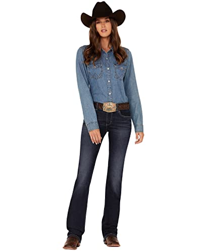 Wrangler Women's Retro Dark Wash Mid Rise Mae Alexis Stretch Bootcut Jeans - 112321491 17W x 34L