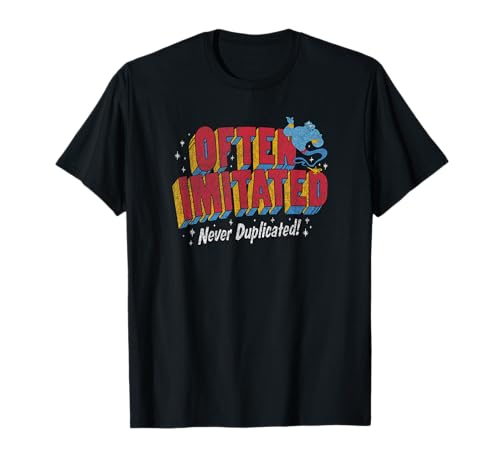 T-shirt Disney Aladdin Genie Vintage Comic Poster de style rétro pop en coton noir