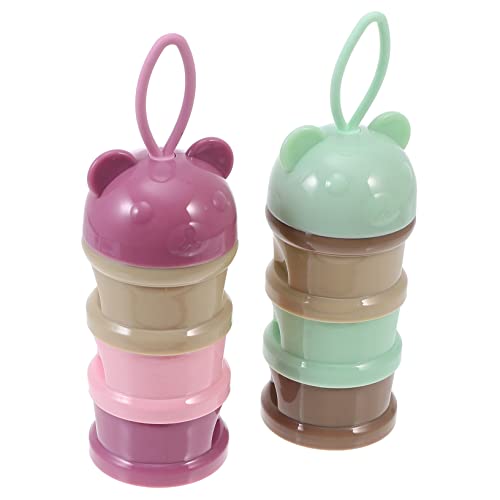 VICASKY Dispenser 2-pack Milk Powder Box Leakproof Travel Container Portable Food Dispenser 3 Sections