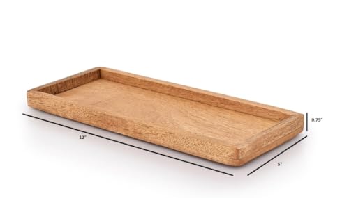 Image of Wooden Tray Set of 3 for Serving | Natural Wood Rectangular Trays for Kitchen, Dining, Coffee Table & Home Decor | Handcrafted Trays for Tea, Coffee