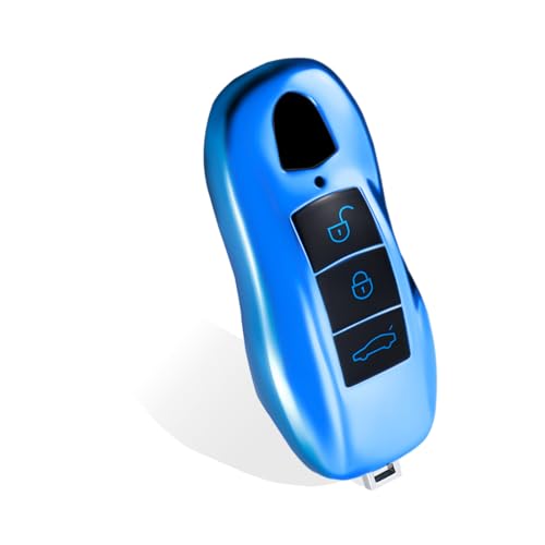Coque de clé en TPU compatible Porsche évite les rayures et l'usure quotidienne bleu