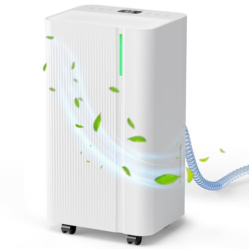 EUHOMY Deshumidificador Silencioso 12L, interior 25㎡, Modos Automático/Secado/Descanso, Deshumidificador Bajo Consumo con 1,8E Depósito Extraible,Temporizador 24H, Pantalla de Humedad,Drenaje Continuo