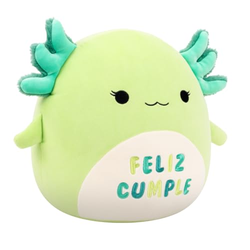 Image of Squishmallows Original 12in Mipsy The Green Axolotl with inchFeliz Cumple inch Embroidery - Official Jazwares Plush (Medium-Sized)