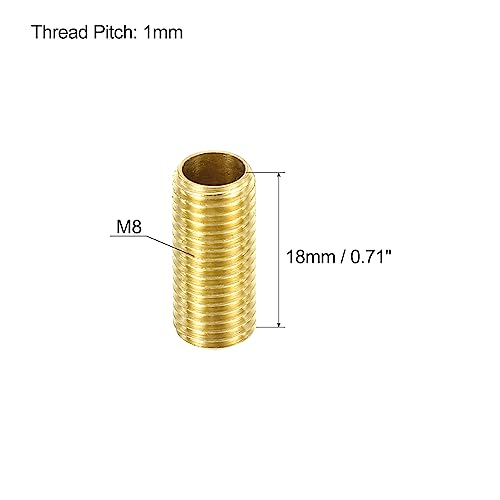 PATIKIL M8 Fine Thread Lamp Pipe, 5 Pack 18mm Threaded Hollow Tube Adapter Brass Coupler Connector Pipe Fitting - Image 2