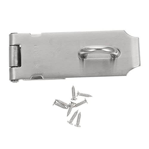 TOBBOMEY 1 Set Latches Lockout Hinged Locks for Sheds Cupboard Lock Door Chain Lock Key Latch for Door Pad Lock Front Door Handle Locking Clips Fence Door Latch Silver 304 Stainless Steel