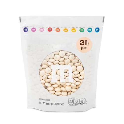 M&M’S WORLD Cream Milk Chocolate Candy - 2lbs of Chocolate Candy Bulk in a Resealable Pack, For Weddings, Graduations, Birthday Party Favors, Desserts & More