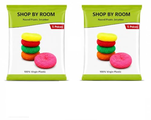 Image of Round Plastic Scrubber Multicolor Pack of - 10 | 100% Virgin Plastic, Durable & Strong, Hygienic & Easy to Clean, Long Lasting, Utensil & Body Use