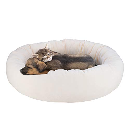 Cama para Gatos Cama para Perro Cojines para Sofá Cama de Mascotas Ovalada Redonda Cómodo Suave Corto Nido de Donut Nido Suave para Perros y Gatos Cómoda y Lavable Antideslizante 60*60*16cm,Beige
