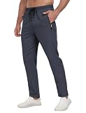 Zoofly Men's Sweatpants Lightweight Workout Pants with Zipper Pockets Elastic Waist Athletic Pants for Men Exercise Jogging Hiking Cool Grey M