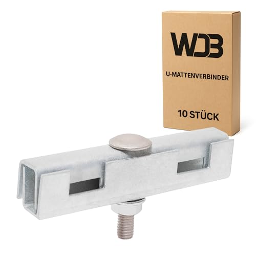WDB - U-Mattenverbinder Gittermattenverbinder 10er Pack, U-Form, kompatibel mit 656 & 868 – Verzinkt