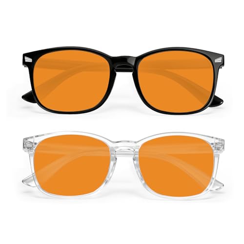 Image of Blue Light Glasses for Woman Men, 99% Blocking Square Frame 2 Pairs | Anti Eyestrain & UV Glare Protection, Computer Blue Light Blocking Glasses for Gaming TV Phone Screen