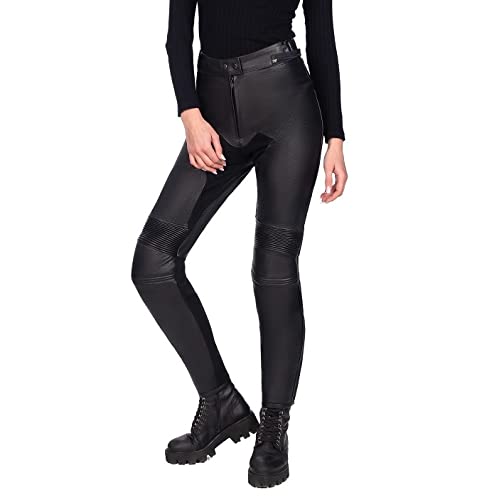 Eclipse Black Women Motorcycle Leather Pants (as1, Alpha, s, Regular, Regular)