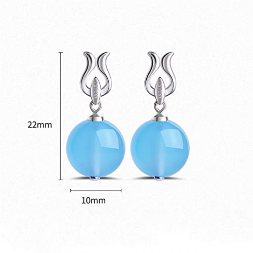 Pendientes de calcedonia azul joyería de moda señoras plata retro 3