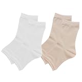 [SIL-VENDER] トゥレス シルク ソックス 靴下 2足セット レディース オープントゥ クルー ソックス サンダル 靴擦れ 先なし つま先なし 汗 汗取り ベタつき 防止 予防 ルーム 夏 消臭 敏感肌 蒸れない ショート丈 素足より気持ちいい (JP, アルファベット, Free Size, ホワイト・ベージュ)