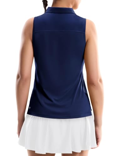 Image of MIER Womens Sleeveless Golf Polo Shirt, UPF 50+ Quick Dry Quarter Zip Tops