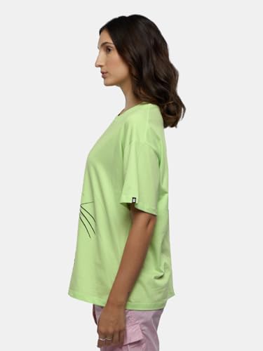 Image of The Souled Store Official Pink Panther: Thumbs Up Women and Girls Oversized fit Graphic Half Sleeve Cotton Green Color Women Oversized T-Shirts (216639)