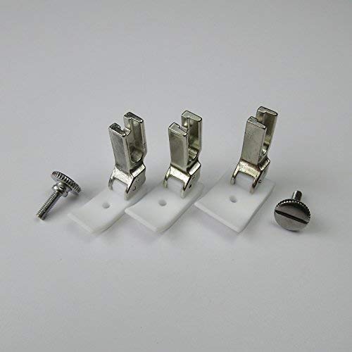 Three EverNice Teflon bottom wide presser feet in 12.5mm, 15mm, and 20mm sizes, with two attachment screws.