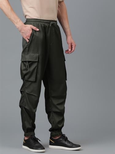 Image of KOTTY Men's Solid Mid Rise Utility Pocket Button Willow Blue Regular Cargo