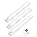 Vicloon Iluminacion Luz sin cables Portatil, 3 PCS 12 LED Luz Armario con Sensor de Movimiento con Auto en/Apagado/Siempre en, USB Recargable LED Armario con 2 Tiras Magnéticas, para Escalera, Cocina