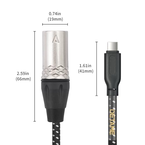 DETAME 24Bit/96Khz USB C to XLR Male Output Audio Cable,USB C DAC Smartphone/Laptop to XLR Male Output Cable for iPhone 15 Amplifier -15Feet by DETAME - Used condition - Image 4