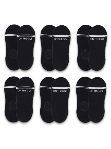 On The Go Hosiery On The Go Women's Fashion Invisible No Show Socks (6 Pair/ 3 Pack) (Black White Stripes) One Size Q-03 - Main Image