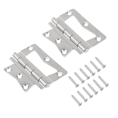 2 Pack Stainless Steel Butterfly Hinges Replacement for Mobile Homes/RV Interior Hinges, Heavy Non-Mortise Butterfly Hinge with Mounting Screws