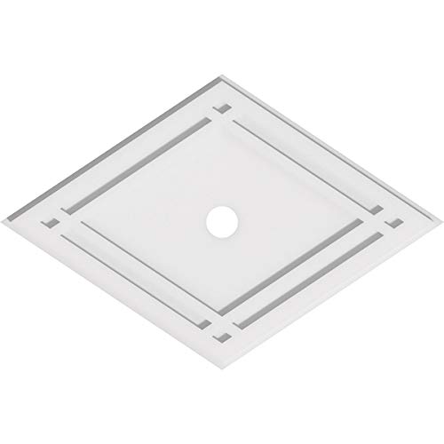 Image of Ekena Millwork CMP28X18DD-02000 Diamond Architectural Grade PVC Contemporary Urethane Ceiling Medallions 28 inchW x 18 5 /8 inchH x 2 inchID x 9 3 /4 inchC x 1 inchP