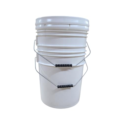 Contenedores, Kitchen CUBASA Paquete de 2 Cubetas de Plástico 19L con Tapa Color Blanco Grado Alimenticio, Multiusos, Ideal para almacenaje, Limpieza, Pintura, Etc.