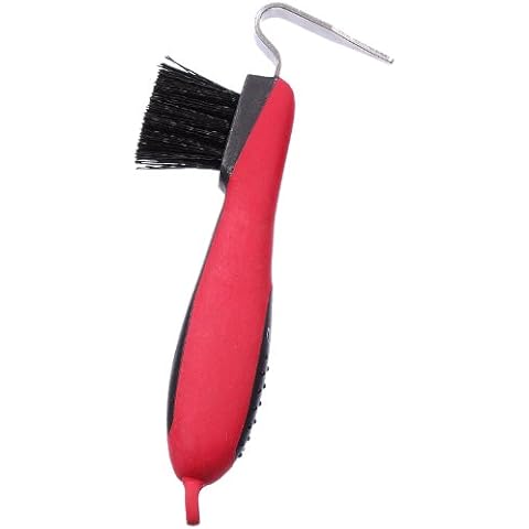 Tough 1 Great Grip Hoof Pick/Brush, Red Cover