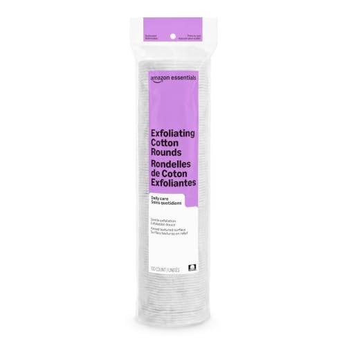 Amazon Essentials Exfoliating Cotton Rounds 100 Count (Pack of 1) (Previously Amazon Basics)
