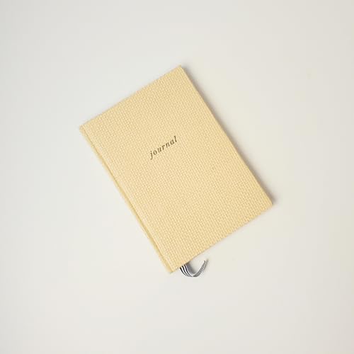 Image of Punch Studio Cobalt Coast 192 Page Woven Hardcover Journal with Gold Foil Accents and Ribbon Bookmark, 6 inch x 8.5 inch, Natural Sand