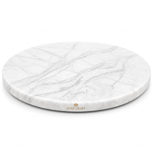 Image of White Marble Chakla 11 Inch | Roti Chapati & Papad Rolling Board | Smooth Finish Stone Chakla | Heavy Duty Non Slip Dough Rolling Board for Kitchen Use